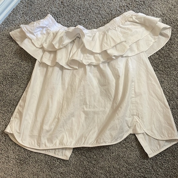 Petersyn White Off-Shoulder Ruffle Skye Blouse XS - Picture 5 of 7